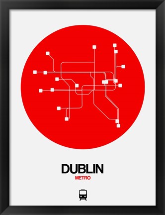 Framed Dublin Red Subway Map Print