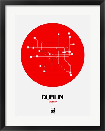 Framed Dublin Red Subway Map Print