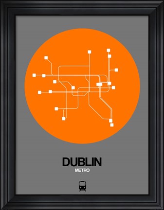 Framed Dublin Orange Subway Map Print