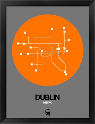 Framed Dublin Orange Subway Map Print