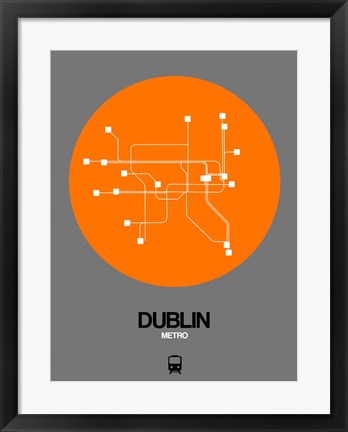 Framed Dublin Orange Subway Map Print