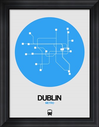 Framed Dublin Blue Subway Map Print