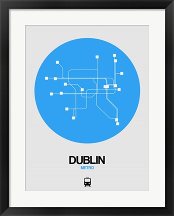 Framed Dublin Blue Subway Map Print