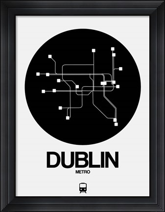 Framed Dublin Black Subway Map Print