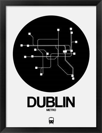 Framed Dublin Black Subway Map Print