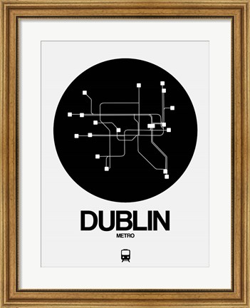 Framed Dublin Black Subway Map Print