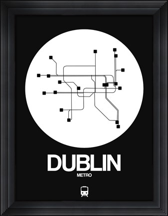 Framed Dublin White Subway Map Print