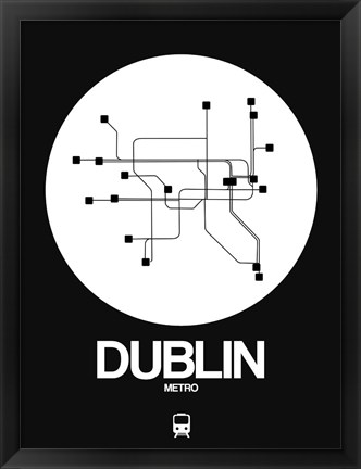 Framed Dublin White Subway Map Print
