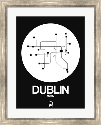 Framed Dublin White Subway Map Print