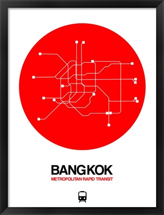 Framed Bangkok Red Subway Map Print