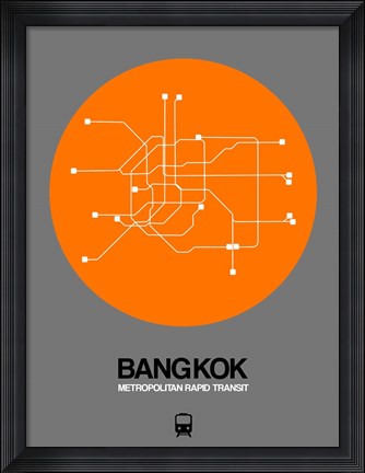 Framed Bangkok Orange Subway Map Print