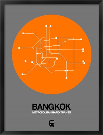 Framed Bangkok Orange Subway Map Print