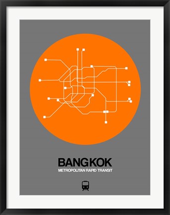 Framed Bangkok Orange Subway Map Print