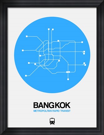 Framed Bangkok Blue Subway Map Print