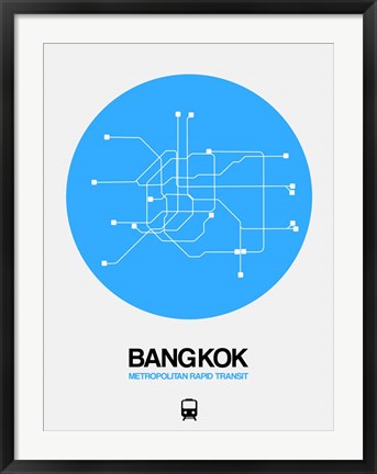 Framed Bangkok Blue Subway Map Print