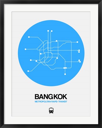 Framed Bangkok Blue Subway Map Print