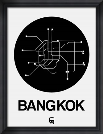 Framed Bangkok Black Subway Map Print
