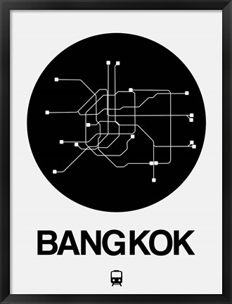 Framed Bangkok Black Subway Map Print