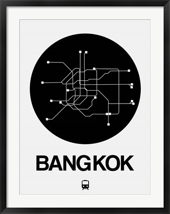 Framed Bangkok Black Subway Map Print