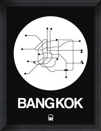 Framed Bangkok White Subway Map Print