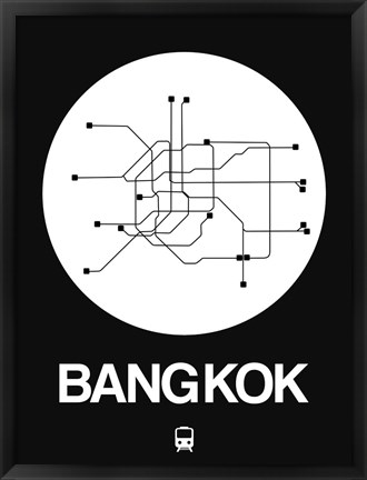 Framed Bangkok White Subway Map Print