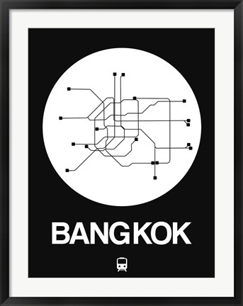 Framed Bangkok White Subway Map Print