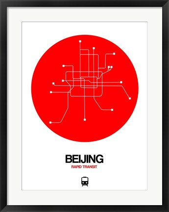 Framed Beijing Red Subway Map Print