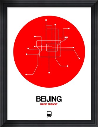 Framed Beijing Red Subway Map Print
