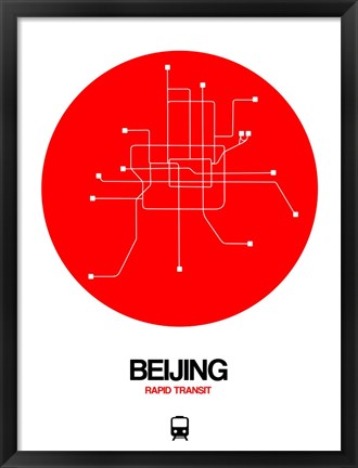 Framed Beijing Red Subway Map Print