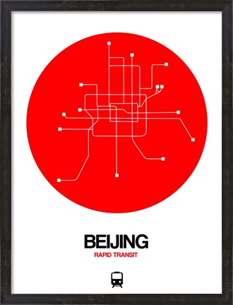 Framed Beijing Red Subway Map Print