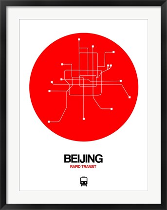 Framed Beijing Red Subway Map Print