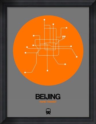 Framed Beijing Orange Subway Map Print