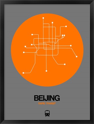 Framed Beijing Orange Subway Map Print