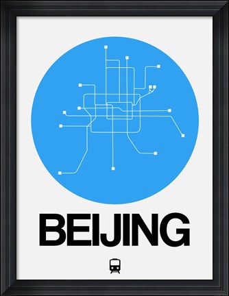 Framed Beijing Blue Subway Map Print