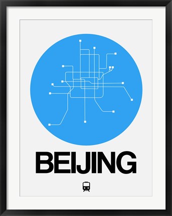 Framed Beijing Blue Subway Map Print