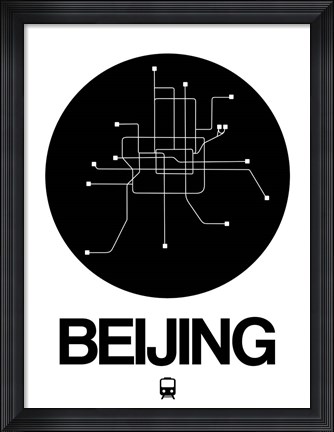 Framed Beijing Black Subway Map Print