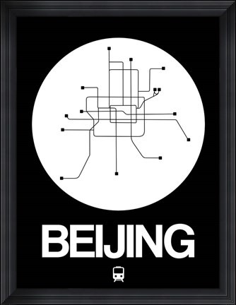 Framed Beijing White Subway Map Print