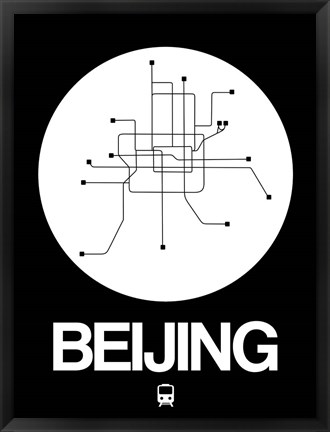 Framed Beijing White Subway Map Print