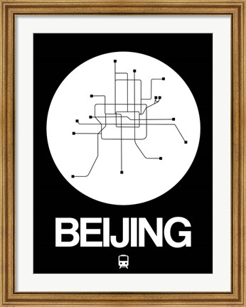 Framed Beijing White Subway Map Print