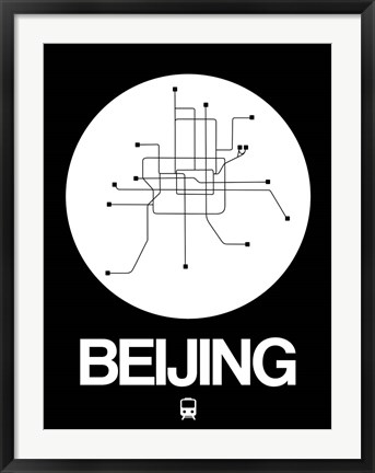 Framed Beijing White Subway Map Print