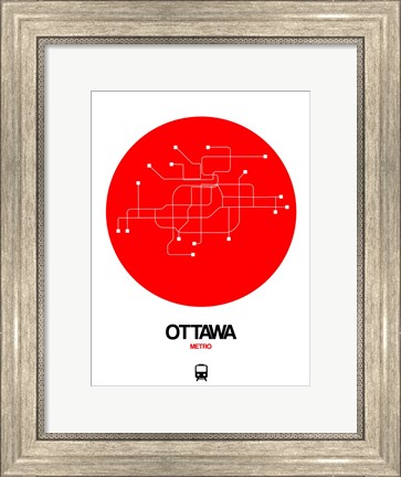 Framed Ottawa Red Subway Map Print
