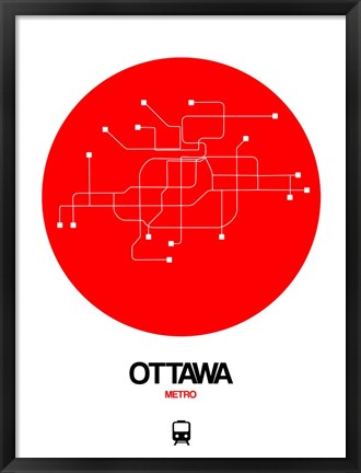 Framed Ottawa Red Subway Map Print