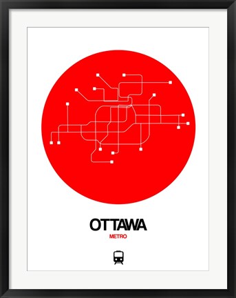 Framed Ottawa Red Subway Map Print