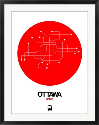 Framed Ottawa Red Subway Map Print