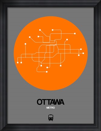 Framed Ottawa Orange Subway Map Print