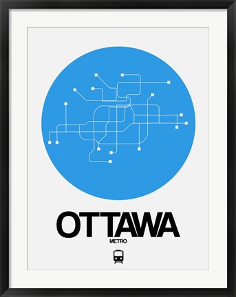 Framed Ottawa Blue Subway Map Print