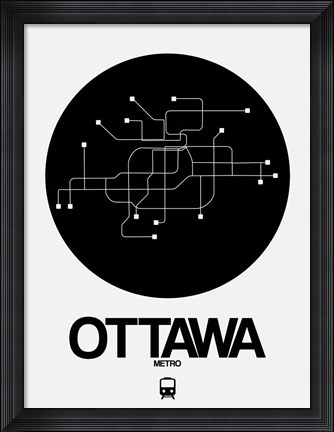 Framed Ottawa Black Subway Map Print