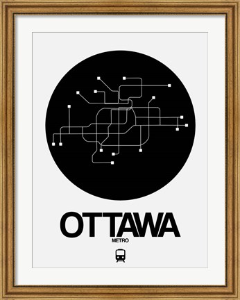 Framed Ottawa Black Subway Map Print