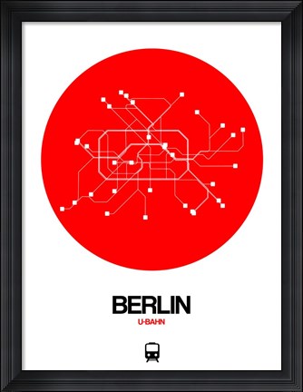 Framed Berlin Red Subway Map Print