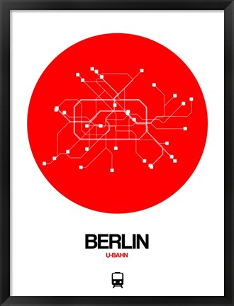 Framed Berlin Red Subway Map Print